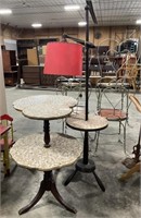 Retro Mosaic Table Top End Tables W/ Lamp.
