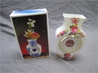 Quartz Small Flower Pot Clock W/Box