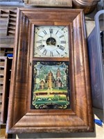 Antique clock empire reverse painted