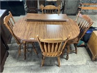 Clean Solid Wood Dining Table & Chairs.