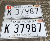 Vintage Maryland Truck Tags Liscense Plates