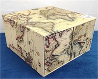 World Map Motif 2 Drawer Storage Box