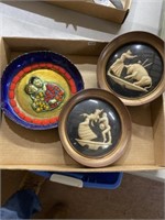 3 vintage Decorative wall plates enamel n more