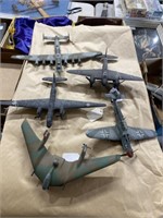5 military model airplanes metal n plastic as-is