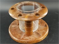 Tobacco pipe stand with glass bowl, 6"