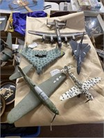 5 military model airplanes metal n plastic as-is