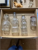 4 glass advertising bottles banks