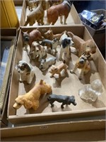 Lot of dogs figures porcelain glass n more
