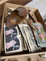 Antique stereoscope viewer n a large lot of