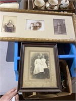 Pair antique photographs in frames