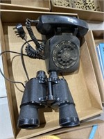 Vintage rotary phone n Japan binoculars