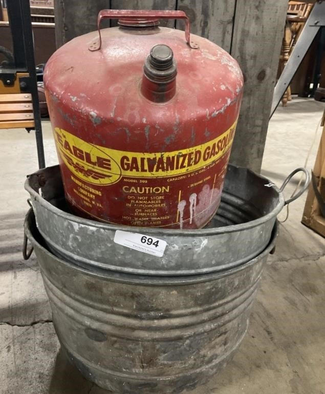 Galvanized Tubs & Gas Cans.