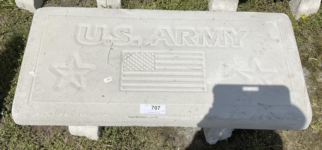 Concrete U.S. Army Garden Bench.