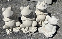 4 Concrete Frog Garden Statues.