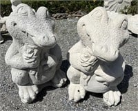 Pair of Cute Alligator Garden Statues.