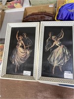Pair ballet dancers artwork framed