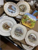Fox hunting n owls plates Boehm Royal Doulton  n