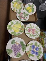 7 fruit plates hand painted by Shafford