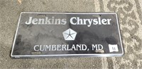Vintage Jenkins Chrystler liscense plate tag