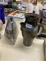 2pc pottery pitcher n modern vase