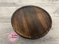 10" round elevated wooden tray or plant stand