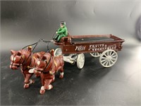 Cast iron horse drawn buggy, with extra miniature