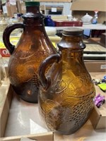 2 brown jugs