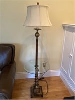 Wooden Base Floor Lamp w Glass Table 1/2