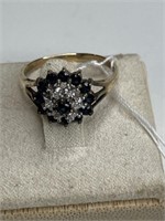 10 K sapphire diamond ring