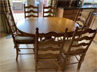 Country Wood Table & 6 Chairs