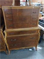 French provincial 6 drawer chest on chest 55x38x21