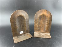 Pair of hand hammered and engraved copper bookends