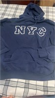 C11) NYC XL  navy hoodie 
Used but no big issues