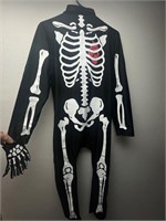 XL Adult Skeleton costume with gloves