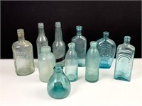 Lot of Blue Toned Glass Bottles