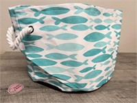 Huge canvas tote with handles and a fish pattern