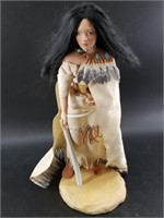 Native American themed modern doll with stand 16"