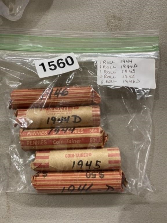 Bag rolled penny coins