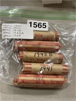 Bag rolled Pennies coins 1c