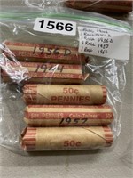 Bag rolled Pennies coins 1c