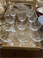 Vintage crystal wine water glasses air twist stem