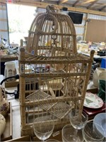 Vintage wicker bird case 28" tall by 14” square