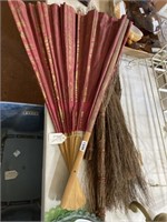 Large Asian wall fan n twig with brooms