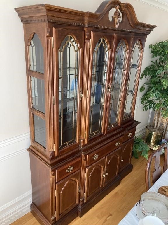 Ethan Allen 2-Piece Lighted China Cabinet