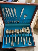 Silver plate flatware in case Rogers bros