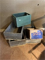 5 wooden crates boxes vintage