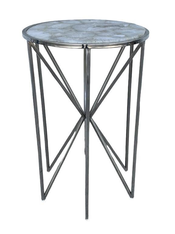 Meridian Side Table with White Agate Top