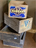 4 wooden crates boxes vintage