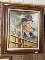 Vintage 1960s captain painting O/c artist signed