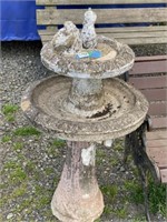 Antique concrete bird bath fountain